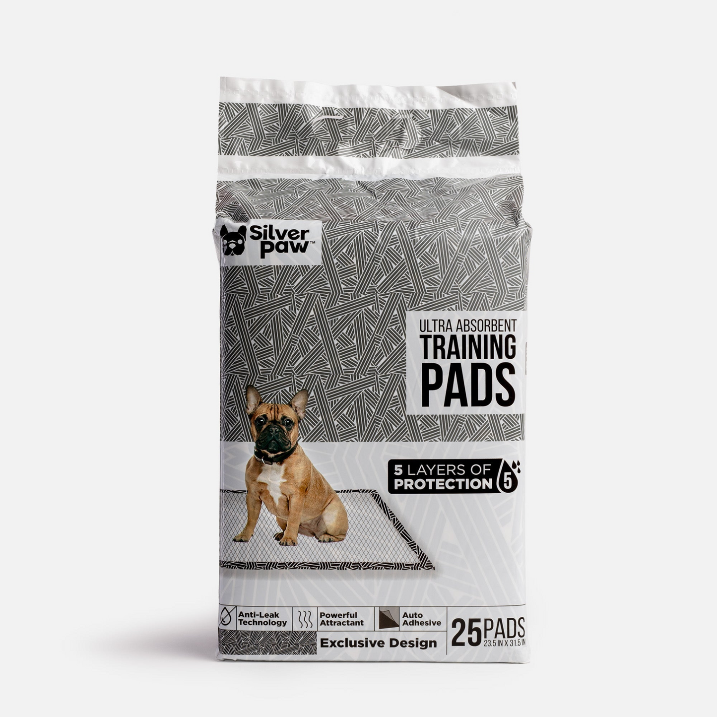 Dog Training Pads - Black & White Printed - 25 ct