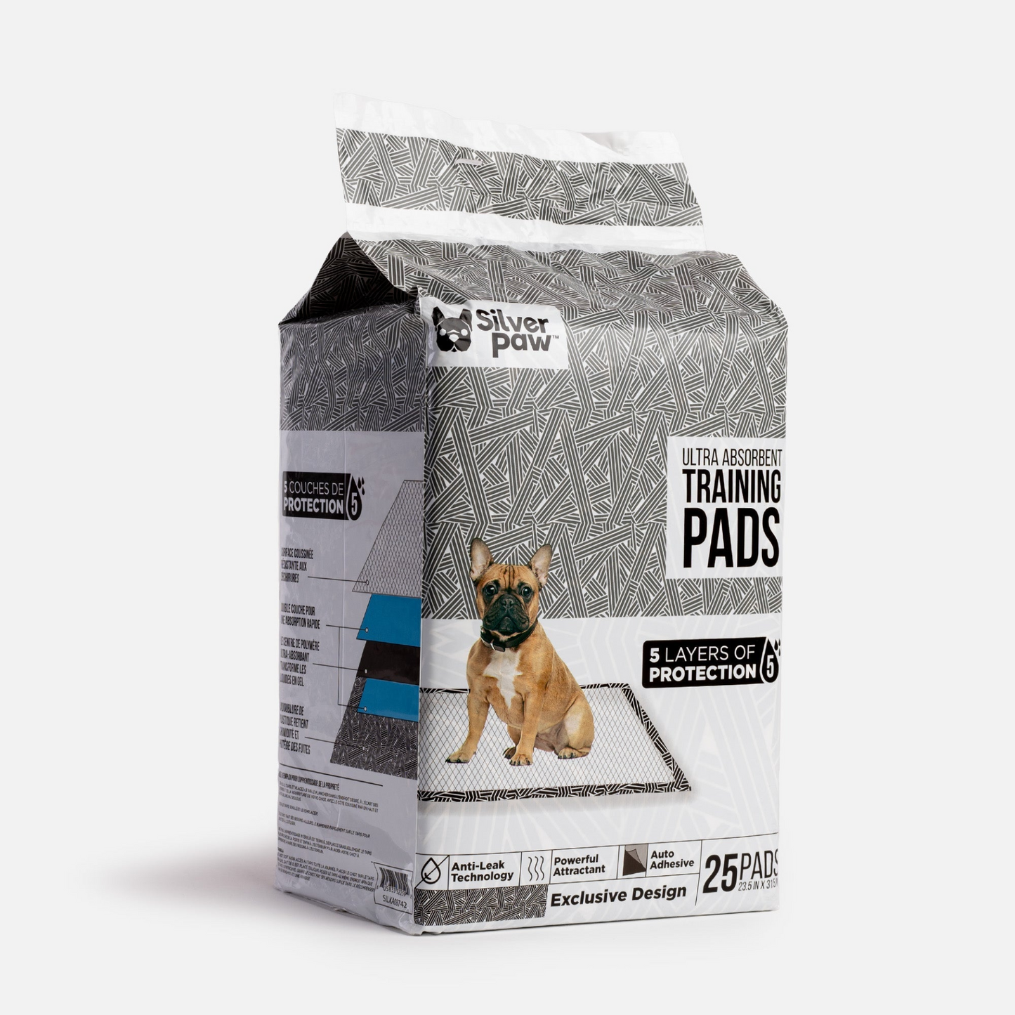 Dog Training Pads - Black & White Printed - 25 ct